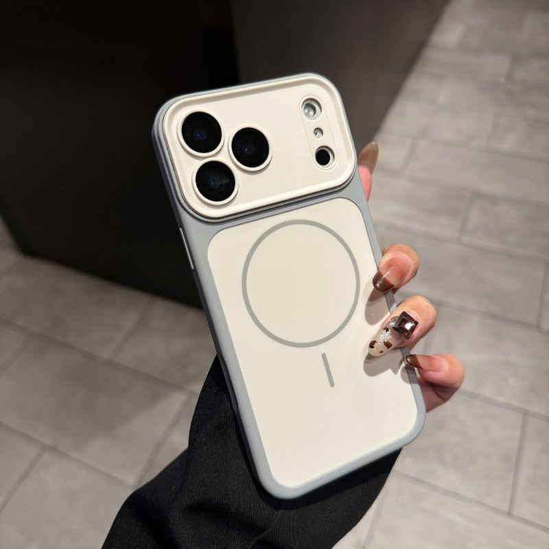 غطاء MagSafe بPU لـ iPhone 14 / 14 Plus / 14 Pro / 14 Pro Max باللون أبيض مغناطيسي مع مغناطيس قوي وحماية من السقوط مع مقاوم للصدمات مع ملمس ناعم للاستخدام الشخصي للعائلة للسفر - Image 1