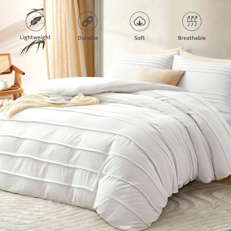 Oli Anderson White Davet Cover Size Size - Cover Queen Davet Cover 3pcs freed freed freed toved و breathible مع إغلاق سستة (أبيض 90 "" x90 ") - Image 2