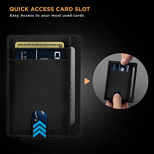 Contacts Front Pocket Wallet with Mag-netic Money Clip Minimalist RFID Genuine Leather Wallets for Men Slim Credit Card Card Holder | 8 to 10 Card Slots (Black) - Image 3