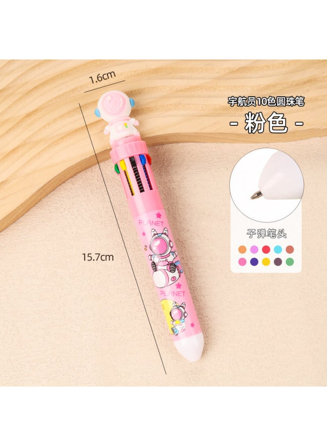 HELPS Ten Color Astronaut Ballpoint Pen Press Hand Account Pen High Color Value Cartoon Large Capacity Student Color Pen Stationery - Image 1
