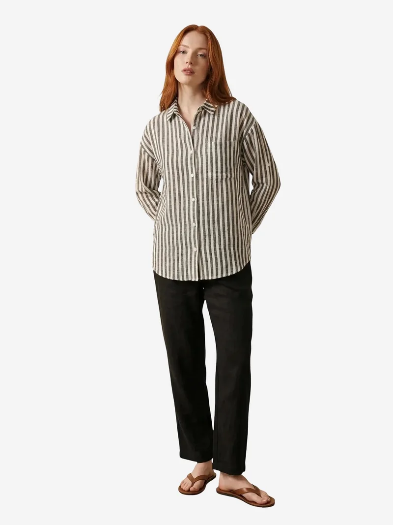 ماي فاشن MY FASHION Striped Cotton Poplin Shirt