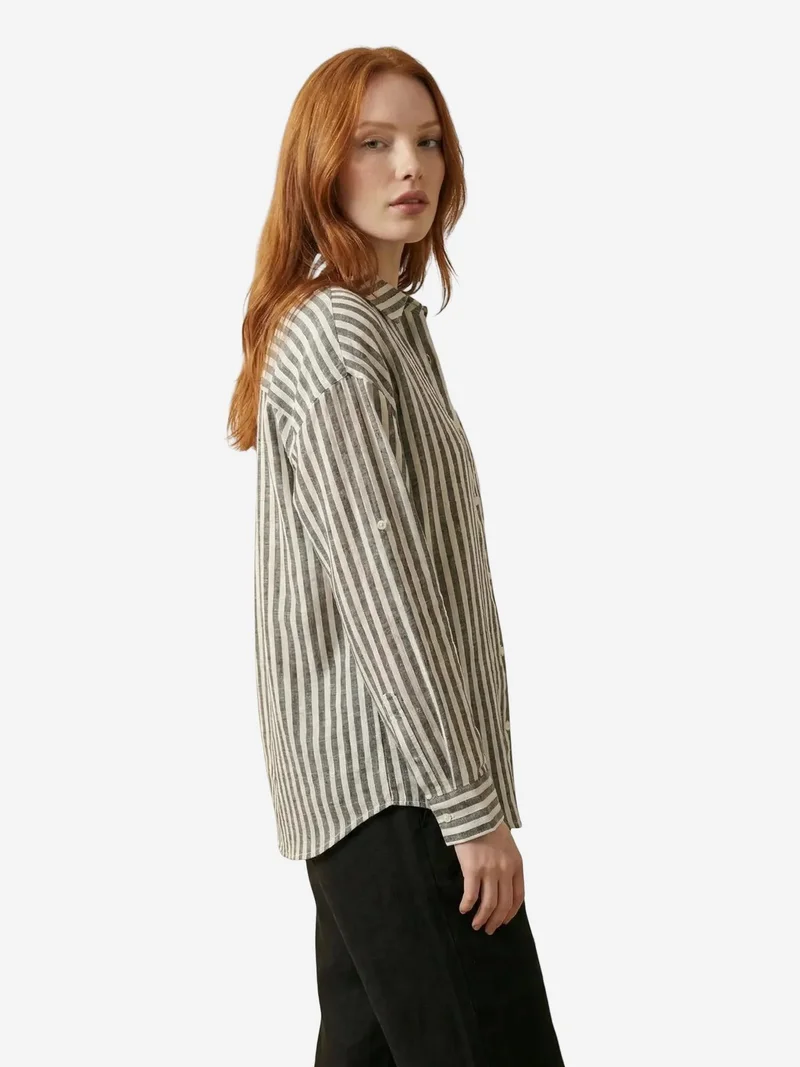 My Fashion Black MY FASHION Striped Cotton Poplin Shirt for Women | Best Price UAE