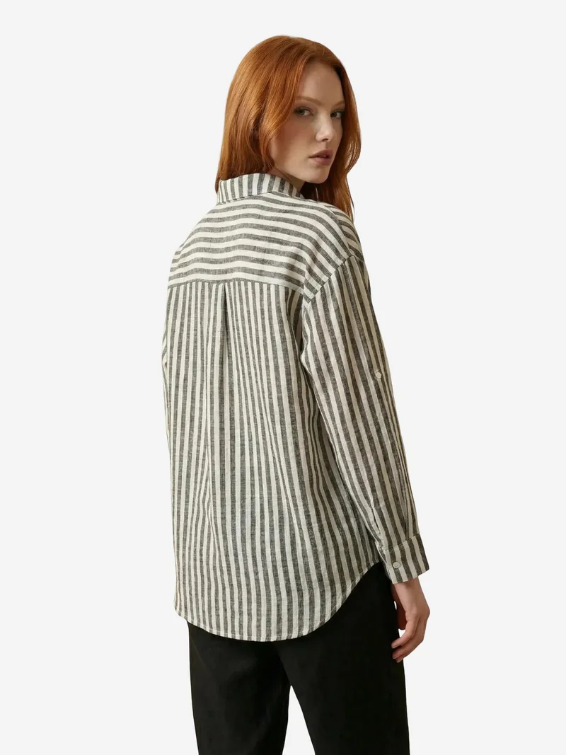 My Fashion Black MY FASHION Striped Cotton Poplin Shirt for Women | Best Price UAE