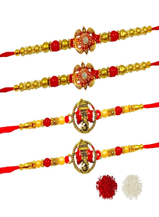 Evisha 4 Pcs Mix Bracelet Rakhi For Brother | Rakhi For Bhai | Rakhi For Bhaiya | Rakhi For Kids |Rakhi For Sister |Rakhi Combo-31-Two-32-Two |