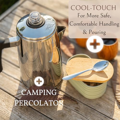Mixpresso Stainless Steel Coffee Percolator Stovetop, 52 oz Classic Percolator Coffee Pot, Great For Camping Pot, 12 Cup Stove Top Espresso Maker, Cool-Touch Handle - Image 4