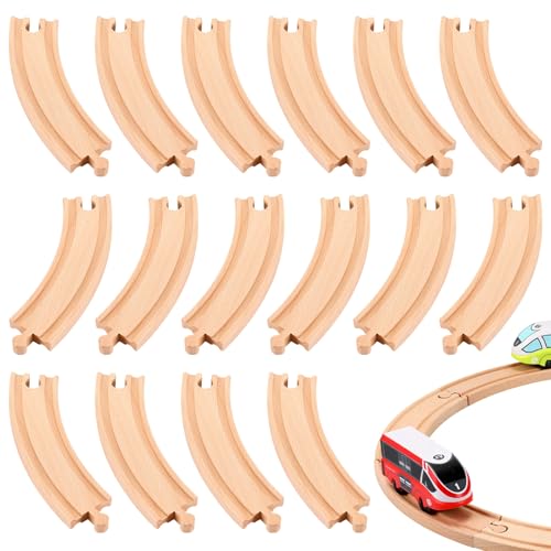 Liliful Pack of 16 Wooden Train Tracks Expansion Pack MaleMale FemaleFemale Train Track for Most Wooden Railway Curved - Image 1