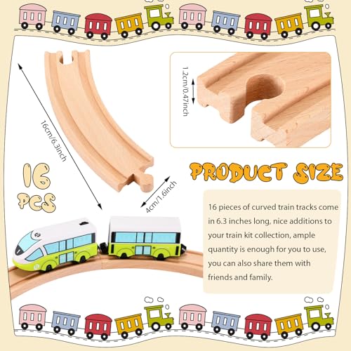 Liliful Pack of 16 Wooden Train Tracks Expansion Pack MaleMale FemaleFemale Train Track for Most Wooden Railway Curved - Image 5