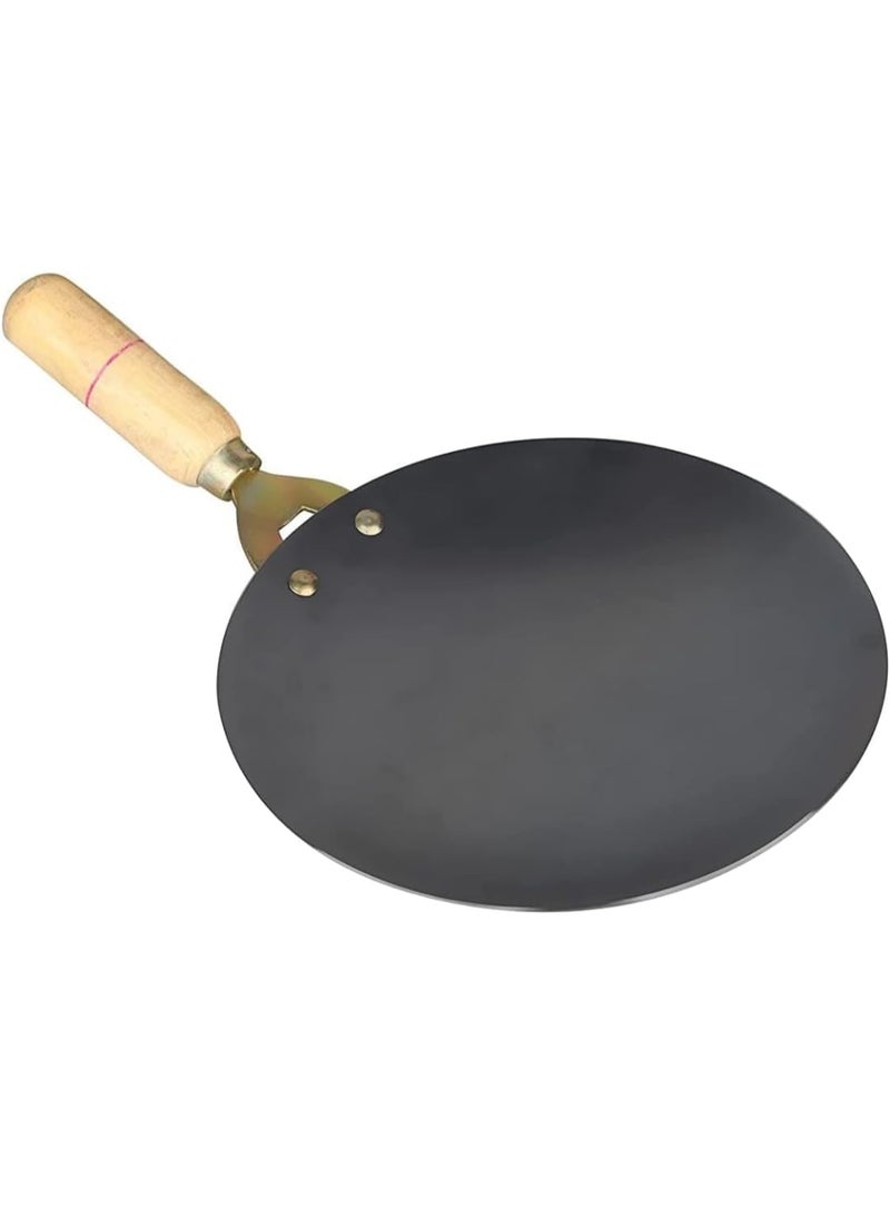 Pure Iron Tawa with Unique Metal Spoon Friendly Dishwasher Safe Strong Riveted Wooden Handle Perfect for Roti Chapati LohakhandLohaTavaThawa95 InchPack of 1 