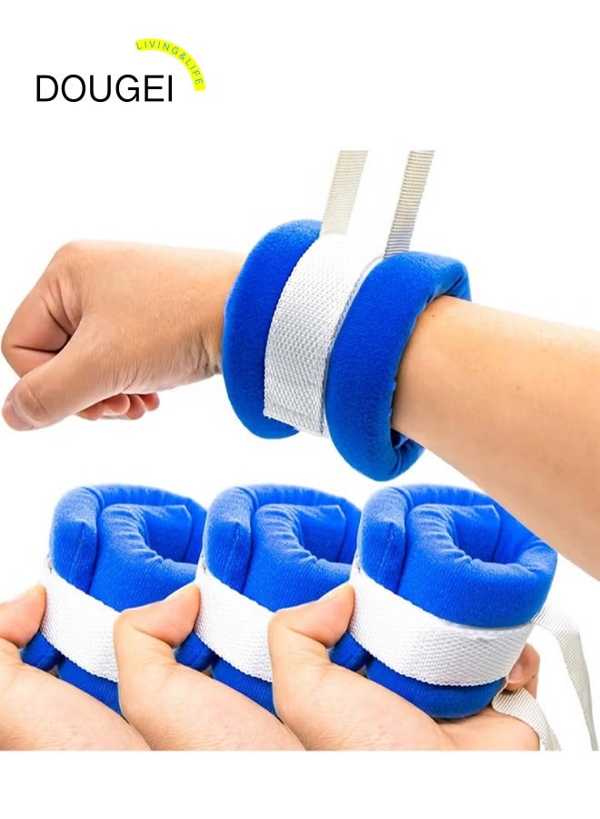 DOUGEI 4 PCS Bed Restraints for Elderly Dementia Patients Ankle and Wrist Restraints Limb Holders Hospital Bed Rails for Elderly Adults Safety Medical Bed Restraints Straps for Seniors Soft Padded - Image 1