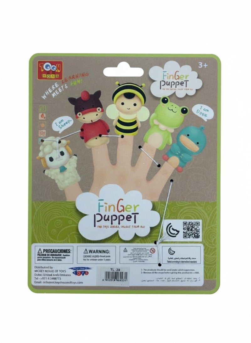Toon Toyz 5-Piece Farm Animal Finger Puppets Set - Soft Rubber Storytelling Toys for Kids - Image 3