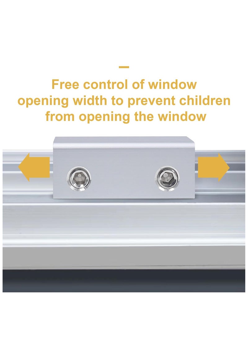 4 Sets Sliding Window Locks with Key, Window Locks, Aluminum Alloy Window Security Locks, Adjustable Security Window, Window Stoppers Aluminum (Silver)