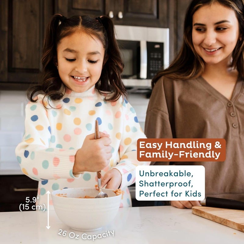 Nook Theory Reusable Wheat Straw Bowls 8 Pcs  26 Oz Cereal Bowl NonToxic Kids and Toddler Bowl Microwavable Dishwasher Safe and Unbreakable Dinnerware Meadow - Image 4