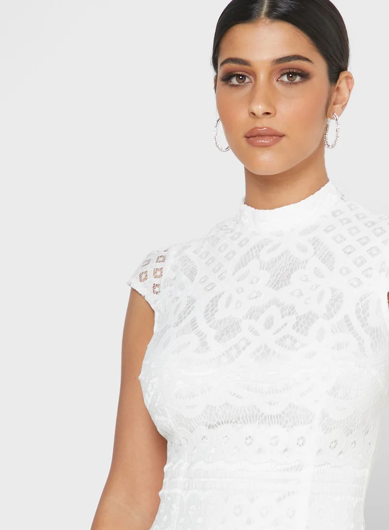 QUIZ High Neck Lace Dress