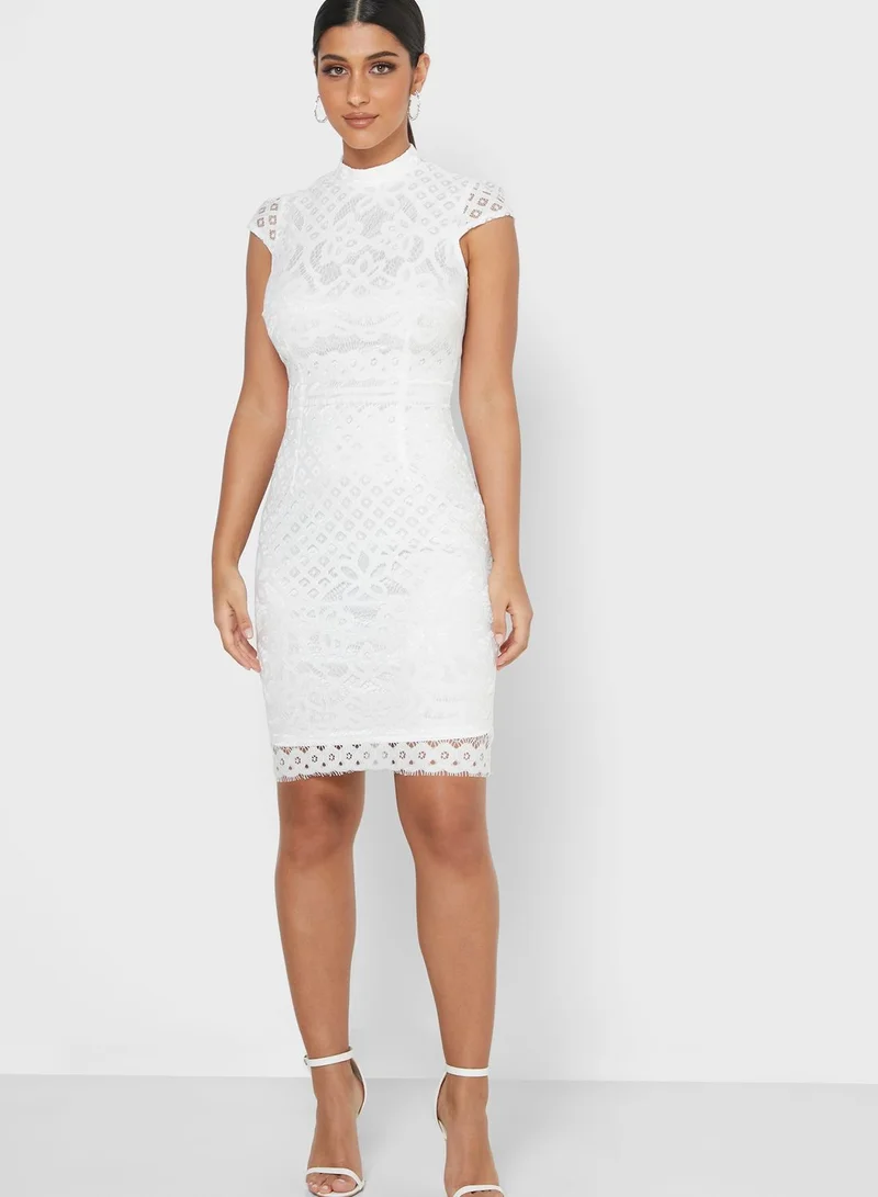 QUIZ High Neck Lace Dress