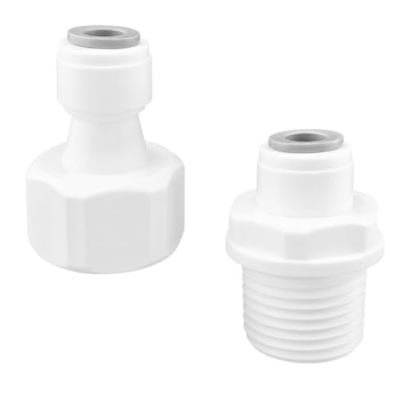 2PACK Quick Straight Connector, 1/4 Straight Quick Connector to 1/2 BSP Male Thread and 1/4 Push to Straight Connect Fittings to 1/2 BSP Female Thread - Image 1