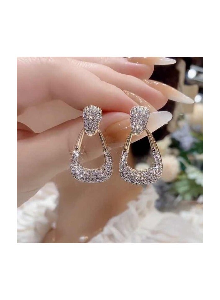 Jewelry Earrings Studs Retro Geometric Style Golden color  - Image 1