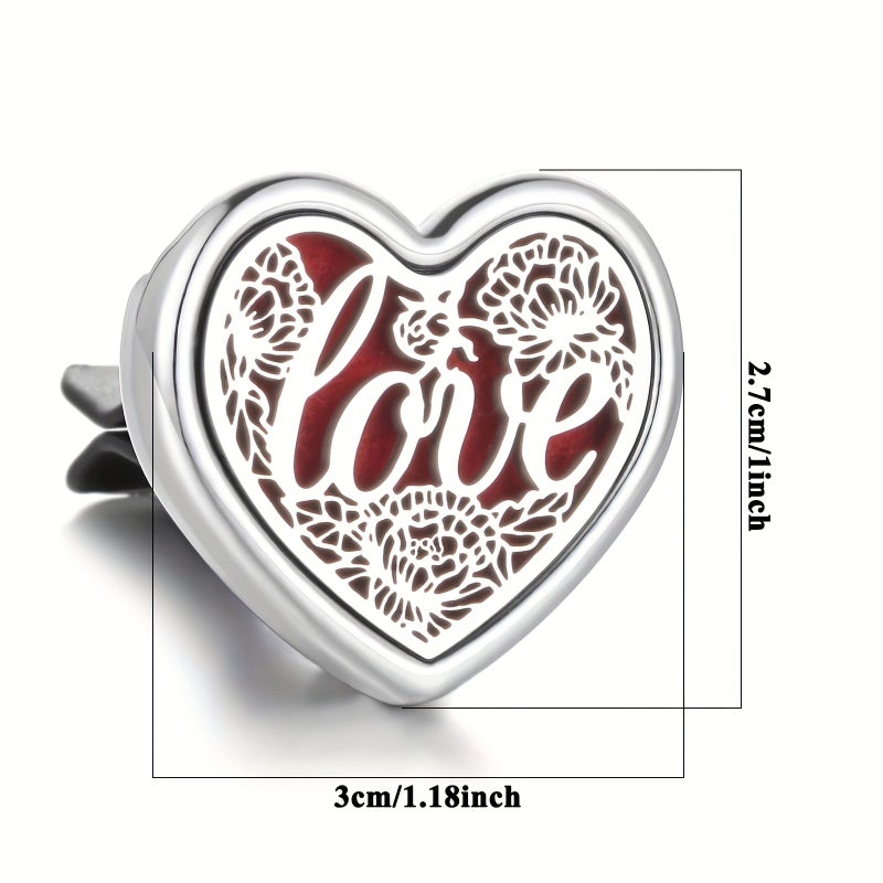 1pc Love Heart Refillable Car Air Freshener Perfume Diffuser Clip Auto Air Vent Interior Accessory With 10 Pads Model 5 - Image 3