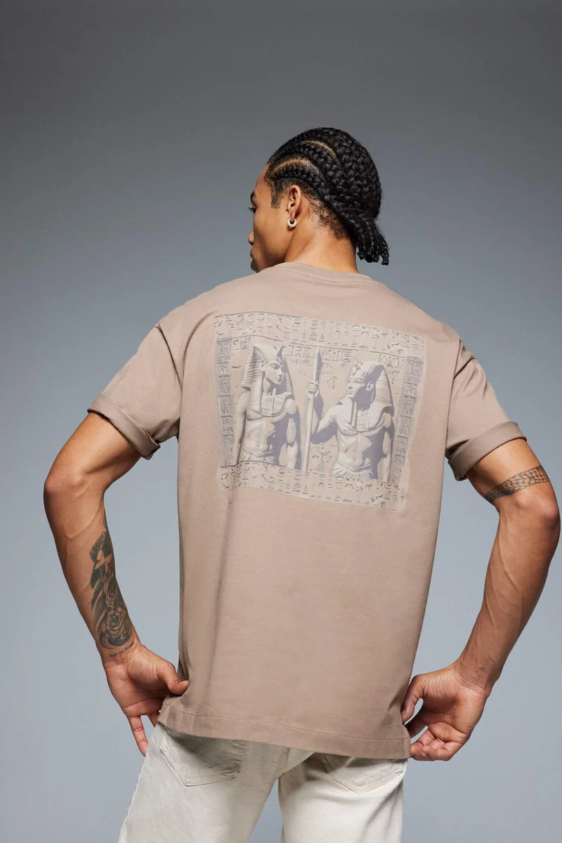 DeFacto Oversiz Fit Crew Neck Back Printed T-Shirt