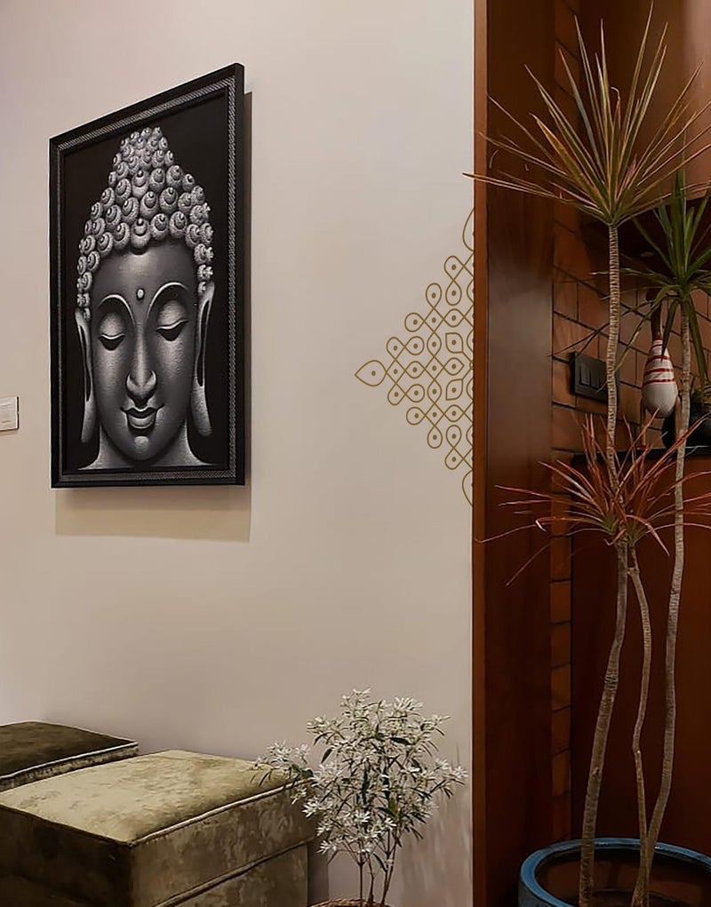 WallDesign Artistic Medium Rangoli Wall Decal (22x22inch) - Charming Indian Art for Small Spaces - Gold Colour - Image 3