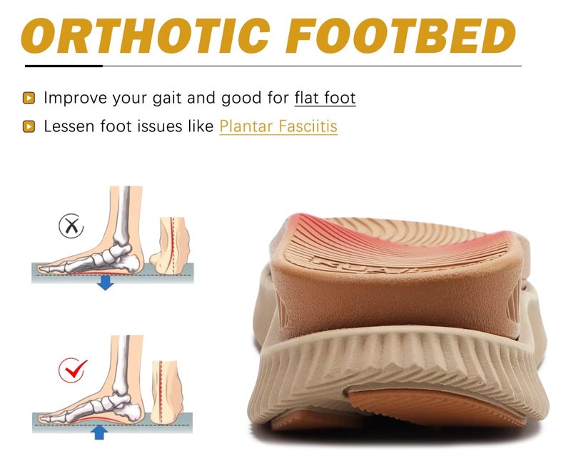 KuaiLu Womens Orthotic Walking Sandals Plantar Fasciitis Arch Support Ladies Recovery Sport Outdoor Travel Sandles Open Toe Thick Athletic Yoga Mat Cushion Sandals Adjustable Strap Khaki Size 8 - Image 4