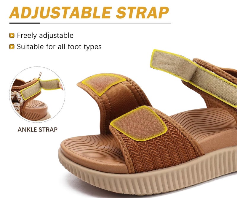 KuaiLu Womens Orthotic Walking Sandals Plantar Fasciitis Arch Support Ladies Recovery Sport Outdoor Travel Sandles Open Toe Thick Athletic Yoga Mat Cushion Sandals Adjustable Strap Khaki Size 8 - Image 5