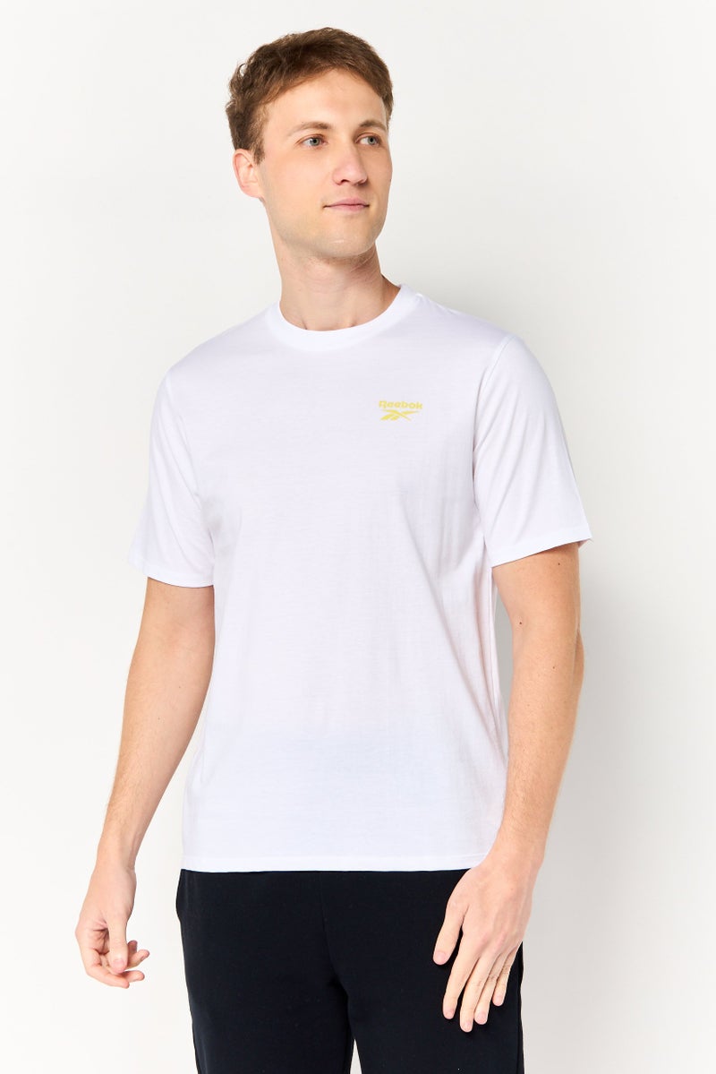 Reebok Men Sportswear Fit Short Sleeve Training T-Shirt, White - Image 1