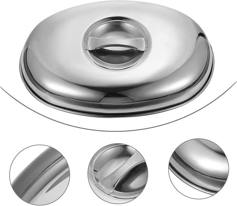 غطية حلوى من الفولاذ المقاوم للصدأ الفضي 20X14X3CM للمطابخ، نزهات، تناول الطعام في الداخل، حماية من الحشرات - Image 3