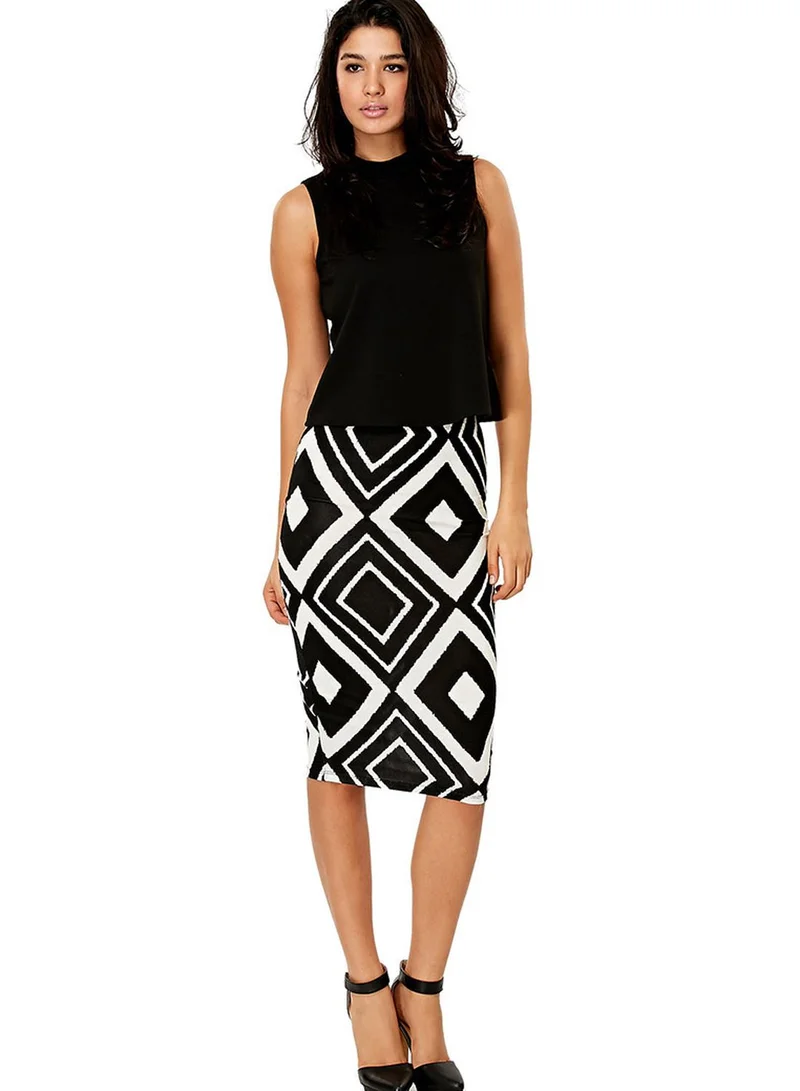 Lumière Timing Geometric Midi Skirt