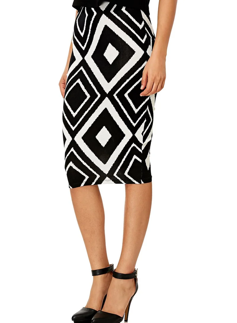 Lumière Timing Geometric Midi Skirt