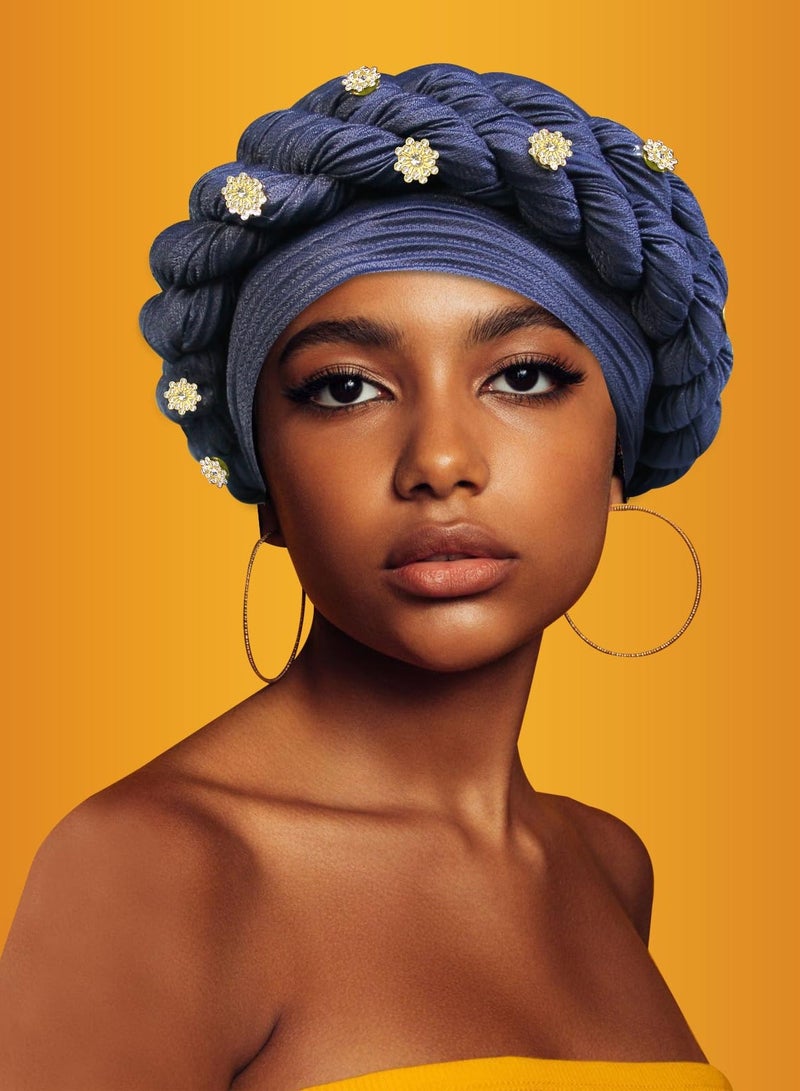 Excefore رباط رأس ضفيرة، 3 قطع تربان ناعم مثبت مسبقًا، قبعة تربان ضفيرة ملفوفة، أغطية رأس للنساء - Image 5