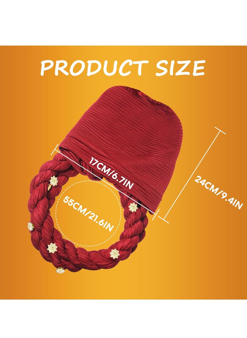 Excefore رباط رأس ضفيرة، 3 قطع تربان ناعم مثبت مسبقًا، قبعة تربان ضفيرة ملفوفة، أغطية رأس للنساء - Image 2