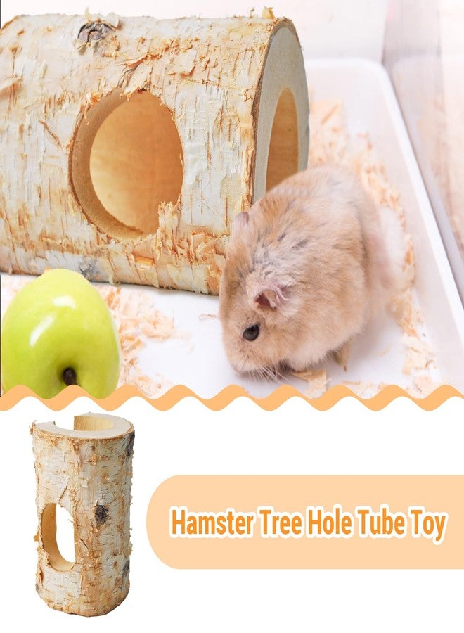 MUYG Natural Wooden Hamster Tunnels,Birch Wood Hamster Tube Guinea Pig Hollow Tree Hole Chew Toy Hideout Climbing Pet Cage Accessories for Hamsters Chinchillas Gerbils Dwarf Mice Rats - Image 5