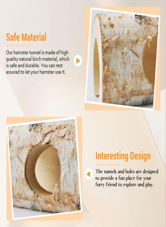 MUYG Natural Wooden Hamster Tunnels,Birch Wood Hamster Tube Guinea Pig Hollow Tree Hole Chew Toy Hideout Climbing Pet Cage Accessories for Hamsters Chinchillas Gerbils Dwarf Mice Rats - Image 3