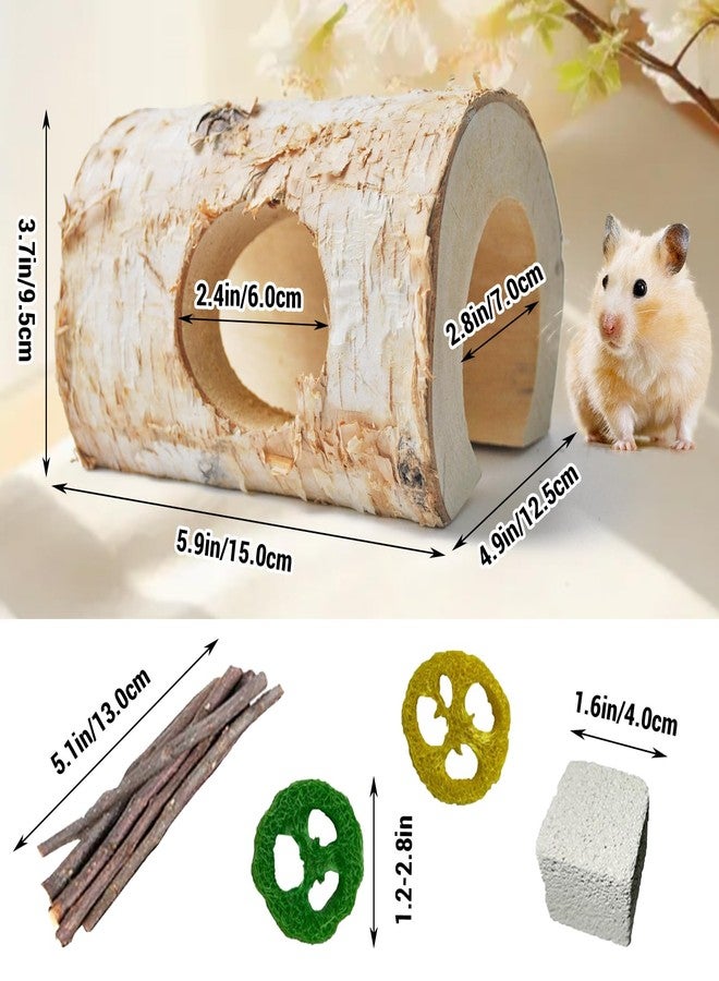 MUYG Natural Wooden Hamster Tunnels,Birch Wood Hamster Tube Guinea Pig Hollow Tree Hole Chew Toy Hideout Climbing Pet Cage Accessories for Hamsters Chinchillas Gerbils Dwarf Mice Rats - Image 2