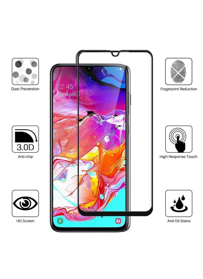 تيمبرد غلاس واقي شاشة ذو حافة سوداء من الزجاج المقوى متوافق مع هاتف Samsung Galaxy A70  - Image 3