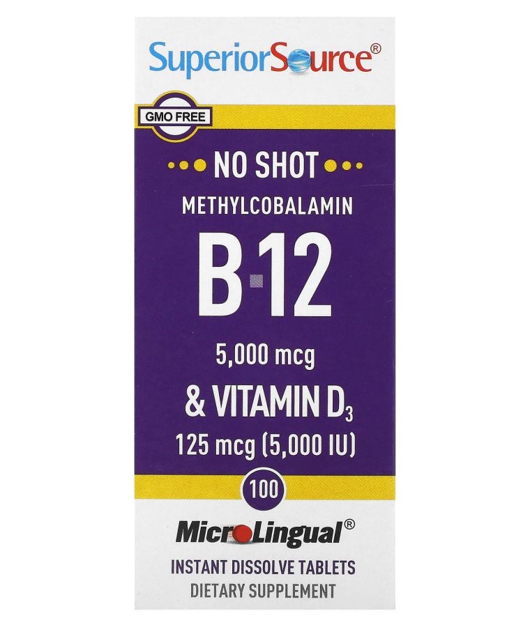 Superior Source Methylcobalamin B-12 & Vitamin D3 100 MicroLingual Instant Dissolve Tablets