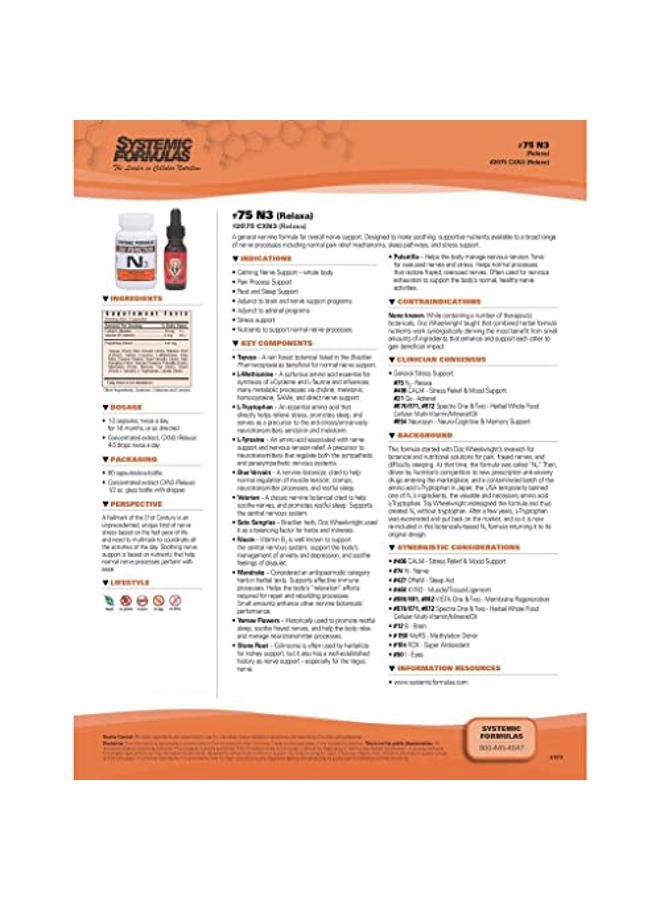 Systemic Formulas Bio Function N3 Relaxa 60 Capsules  - Image 5