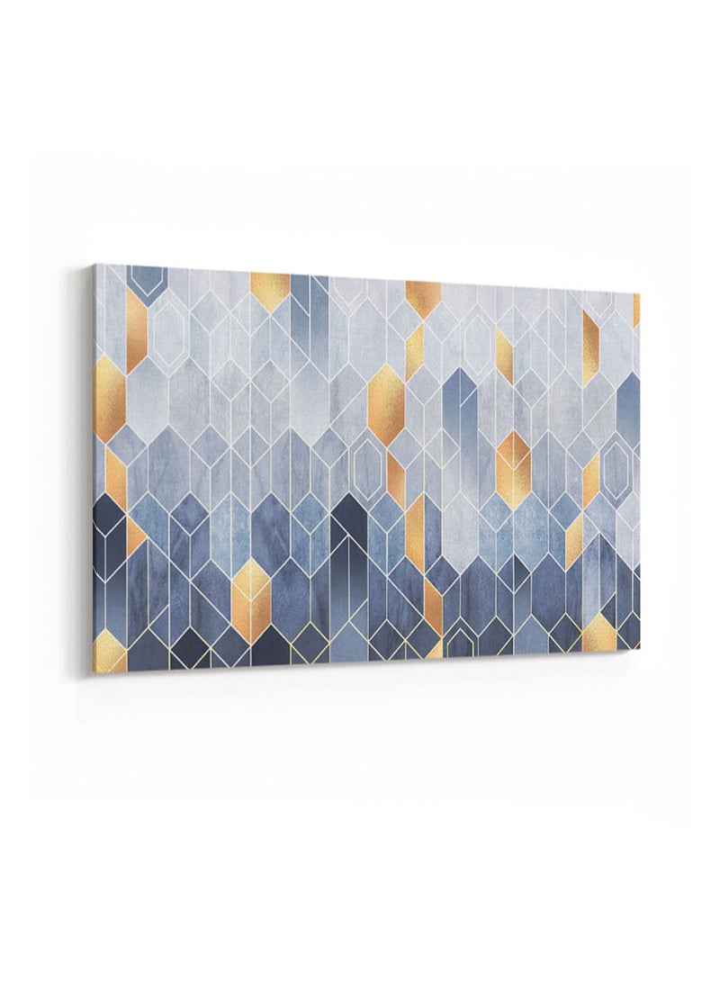 LOWHA Framed Canvas Wall Art Stretched Over Wooden Frame, Hexagons Shapes Pattern Landscape Orientatio Painting, For Home, Living Room, Office Decor  - Image 5