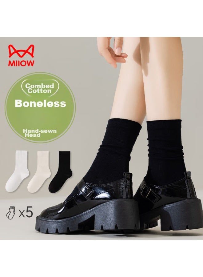 MIIOW Miiow Women's Mid-calf Socks, Autumn And Winter Season, Skin-friendly, Breathable, Antibacterial Cotton Socks, Slimming, Calf-high Socks, Anti-slip - Image 2