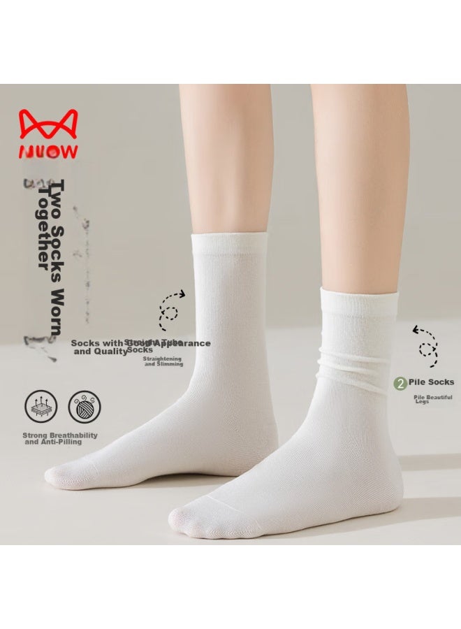 MIIOW Miiow Women's Mid-calf Socks, Autumn And Winter Season, Skin-friendly, Breathable, Antibacterial Cotton Socks, Slimming, Calf-high Socks, Anti-slip - Image 4
