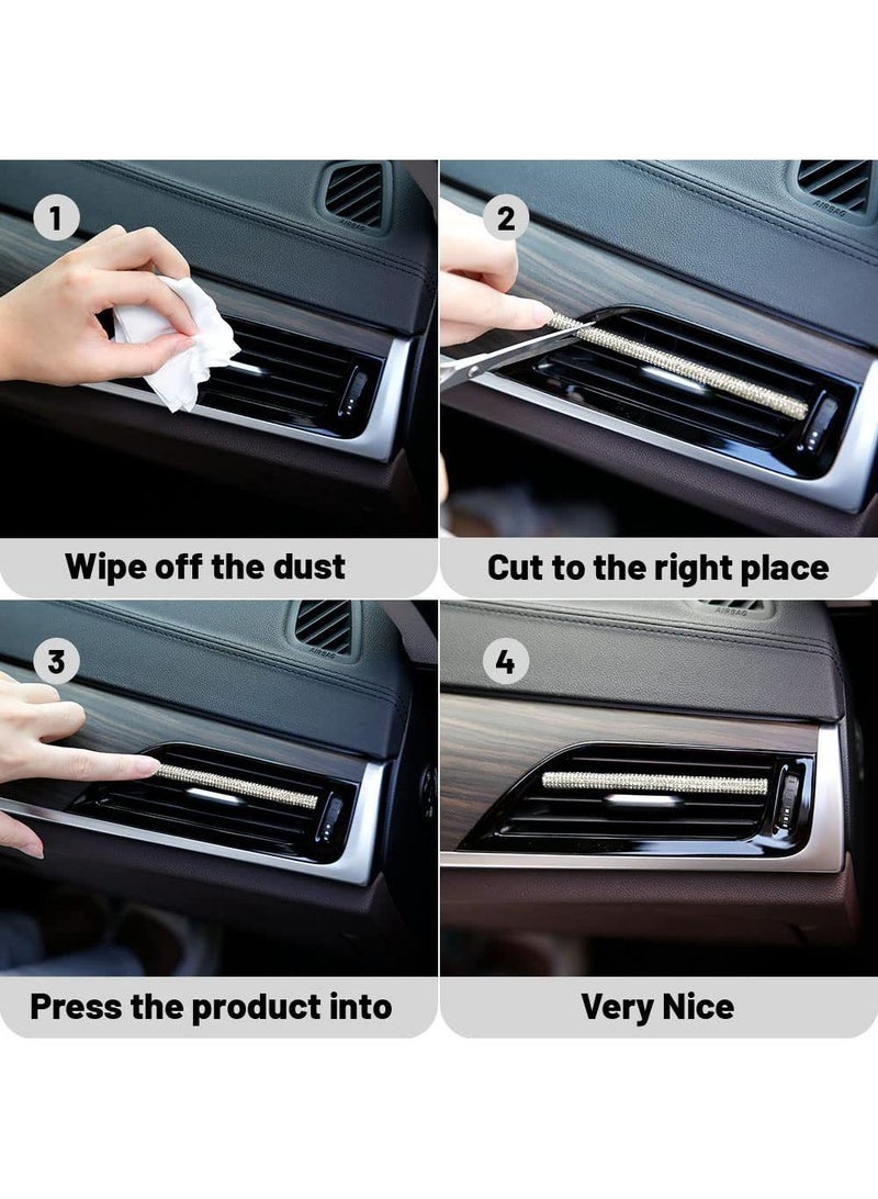 10pcs automotive diamond inlaid air outlet decorative strip with diamond, U-shaped water clamp for car interior conditioning port, - Image 3