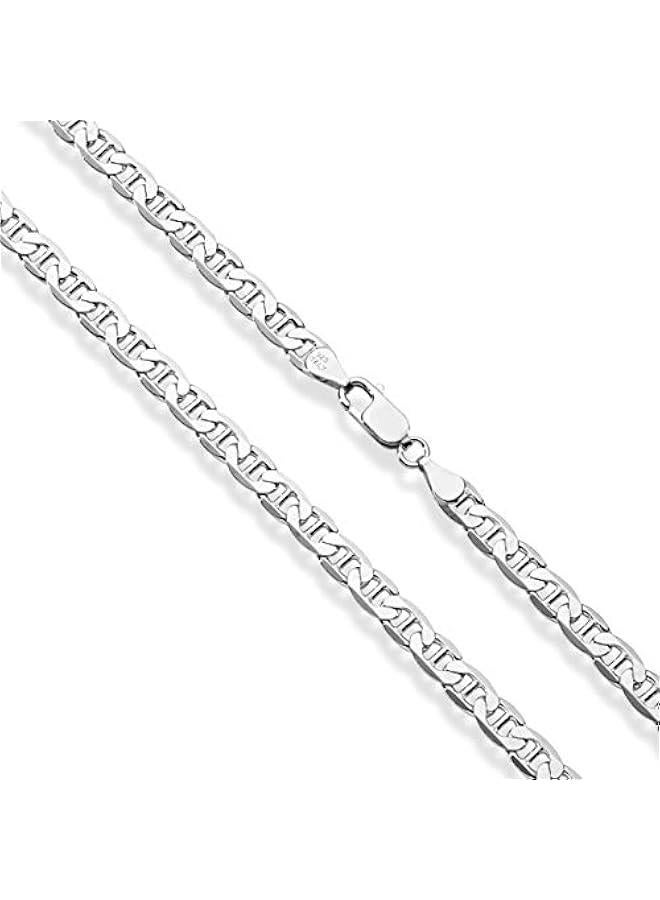 Arabest Solid 925 Sterling Silver Italian 6mm Diamond-Cut Flat Mariner Link Chain Necklace for Men Women, Made in Italy - Image 2