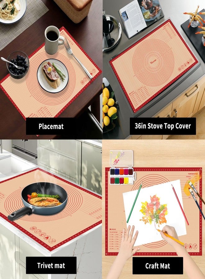 VCHOMY Extra Large Silicone Pastry Mat for Counter Rolling Dough,36x24 Inch,0.75mm Thick,Non Slip Silicone Baking Mat with Measurement(36 x 24 In,Red) - Image 4