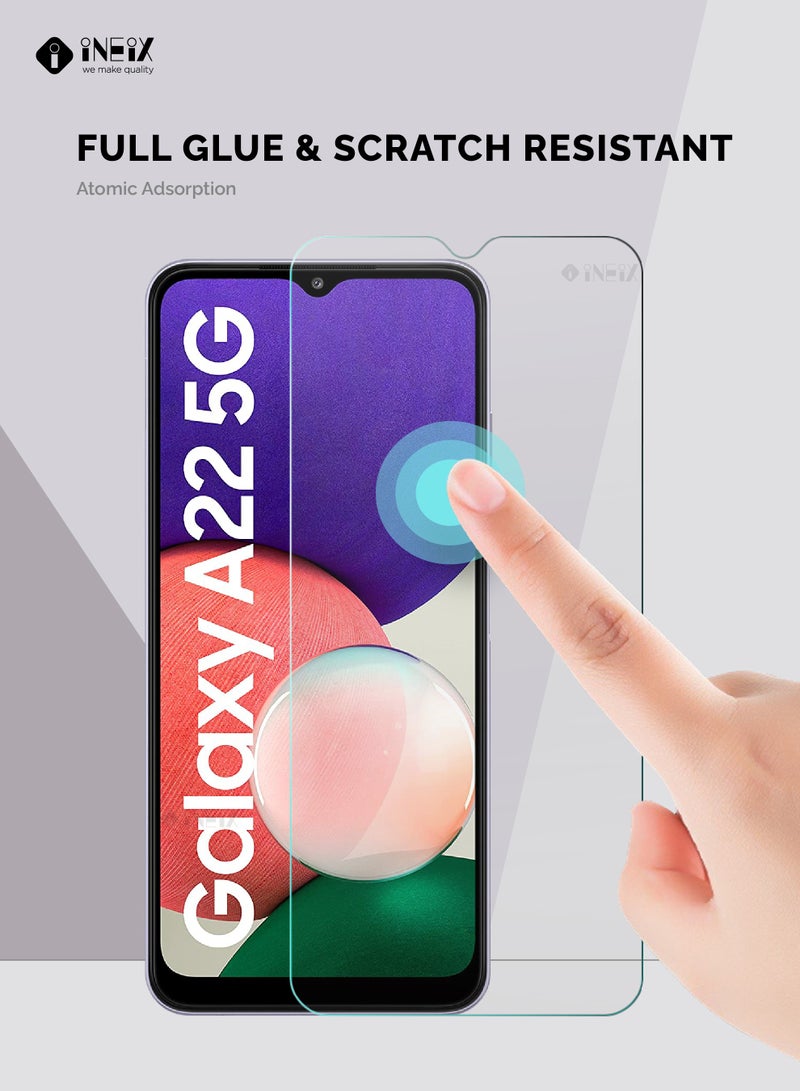 إينيكس 3-قطع من لاصقة حماية للشاشة من الزجاج المقوى لهاتف سامسونج جلاكسي A22 5G- شفاف - Image 3