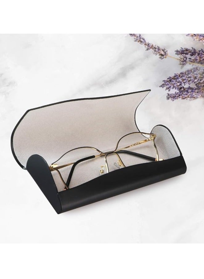 Excefore حافظة نظارات صلبة، حافظة نظارات شمسية محمولة، حافظة نظارات جلدية PU عصرية، خفيفة الوزن - Image 5