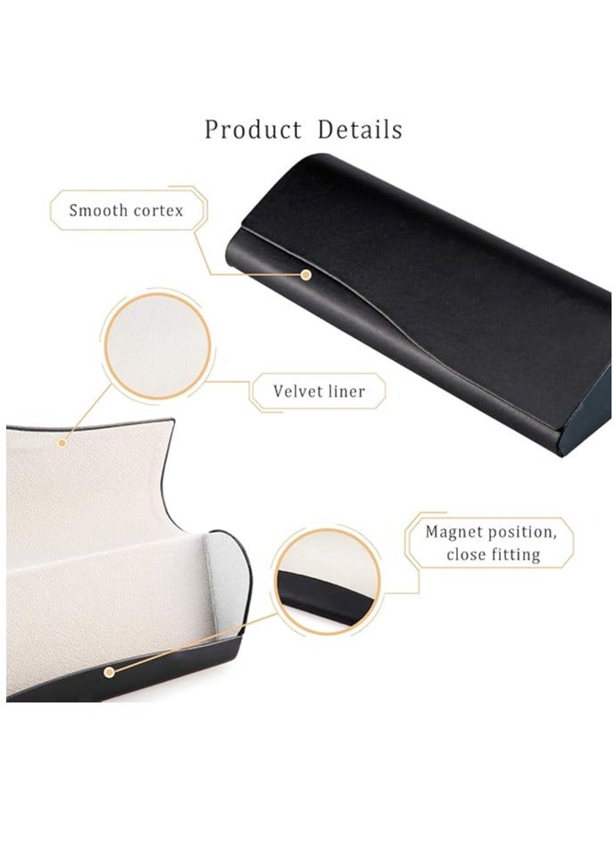 Excefore حافظة نظارات صلبة، حافظة نظارات شمسية محمولة، حافظة نظارات جلدية PU عصرية، خفيفة الوزن - Image 2