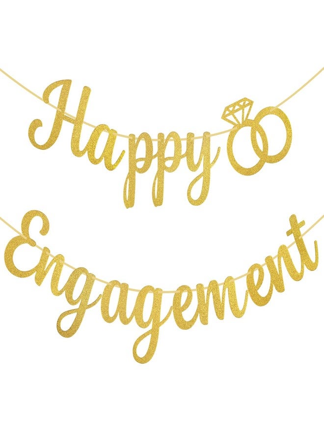 Motroce Gold Glitter Happy Engagement Banner, Engagement Celebration Party Decorations, Photo Backdrop & Couple’s Party Display - Image 1