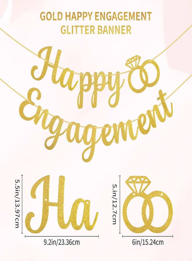 Motroce Gold Glitter Happy Engagement Banner, Engagement Celebration Party Decorations, Photo Backdrop & Couple’s Party Display - Image 2