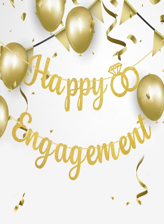 Motroce Gold Glitter Happy Engagement Banner, Engagement Celebration Party Decorations, Photo Backdrop & Couple’s Party Display - Image 3