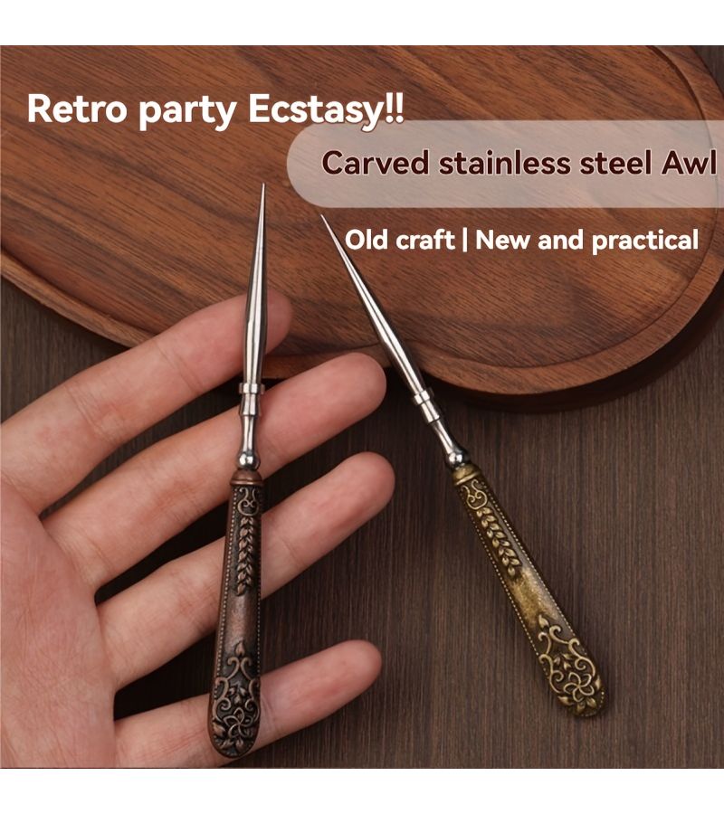 Bronze Sewing Awl Heavy Duty Metal For Leather And Upholstery Stitching Craft - Image 4